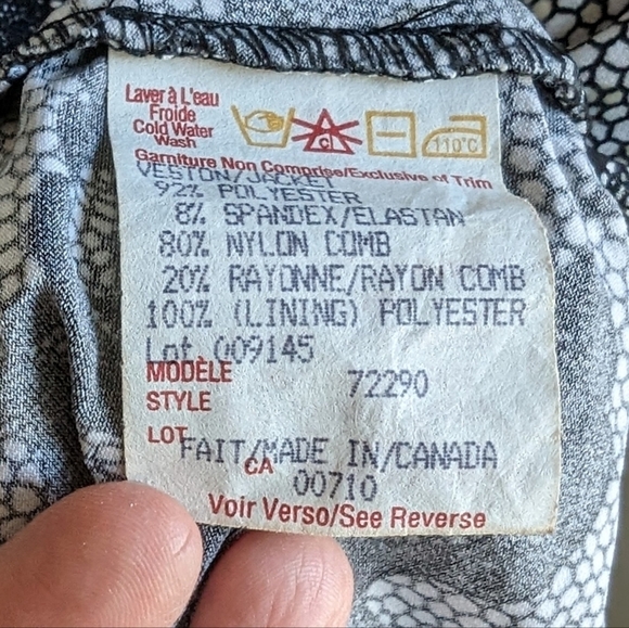 Vintage Joseph Ribkoff zipup jacket black floral jersey knit structure sz 14 - Picture 3 of 7